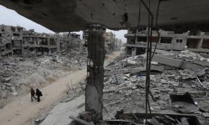 Vista aérea del complejo que alberga el hospital Al-Ahli Arab, en la ciudad de Gaza, el día después de la explosión que mató a cientos de personas el 17 de octubre. — Shadi Al-Tabatibi / AFP