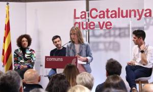 La presidenta del Parlament Laura Borràs y el exconseller Jordi Turull durante el congreso de Junts en Argelers. — Natàlia Segura / ACN